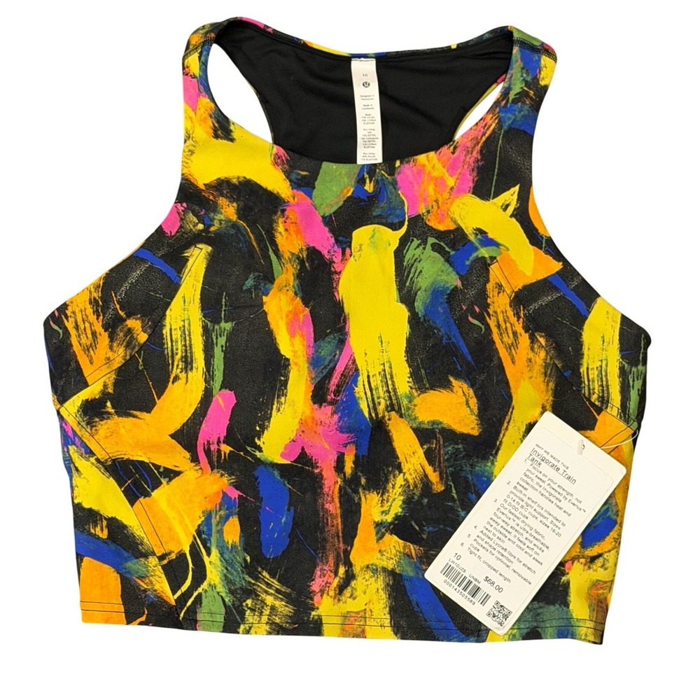 Lululemon Invigorate Train Tank Everlux Cropped Racerback Abstract Print Size 10